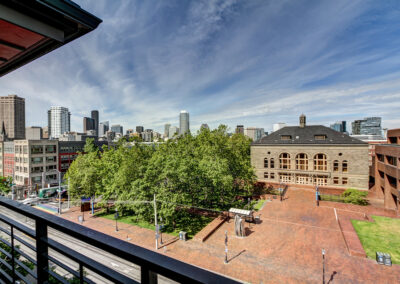 views of Seattle skyline and Seattle Central College from The Broadway Building