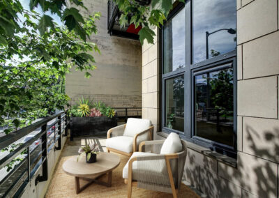 Private Patio on an Urban 1 Bedroom Facing the Park